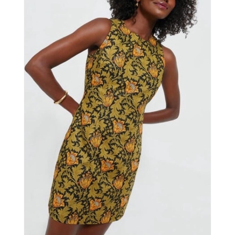 Tuckernuck Hyacinth House Olive Leafy Floral Lennon Sheath Mini Dress Size S